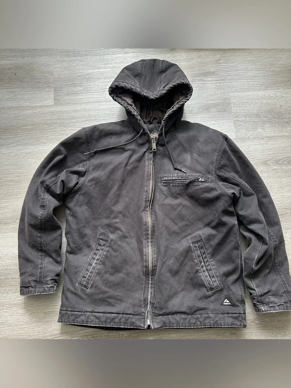 Men’s Ridge Cut Workwear Black Jacket Distressed Size Large